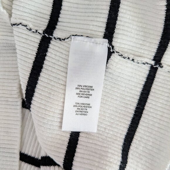 T TAHARI Women's Lightweight Long Sleeve Knit Sweater Top Size S White Black - Picture 8 of 8